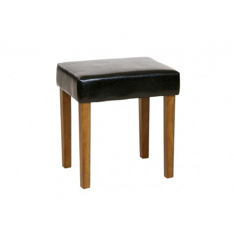 Milano Stool In Black Faux Leather, Med Wood Leg