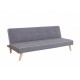 Parker Sofa Bed, Stylish Grey Fabirc, Beige Button Detail, Natural Wood Legs