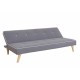 Parker Sofa Bed, Stylish Grey Fabirc, Beige Button Detail, Natural Wood Legs