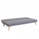 Parker Sofa Bed, Stylish Grey Fabirc, Beige Button Detail, Natural Wood Legs